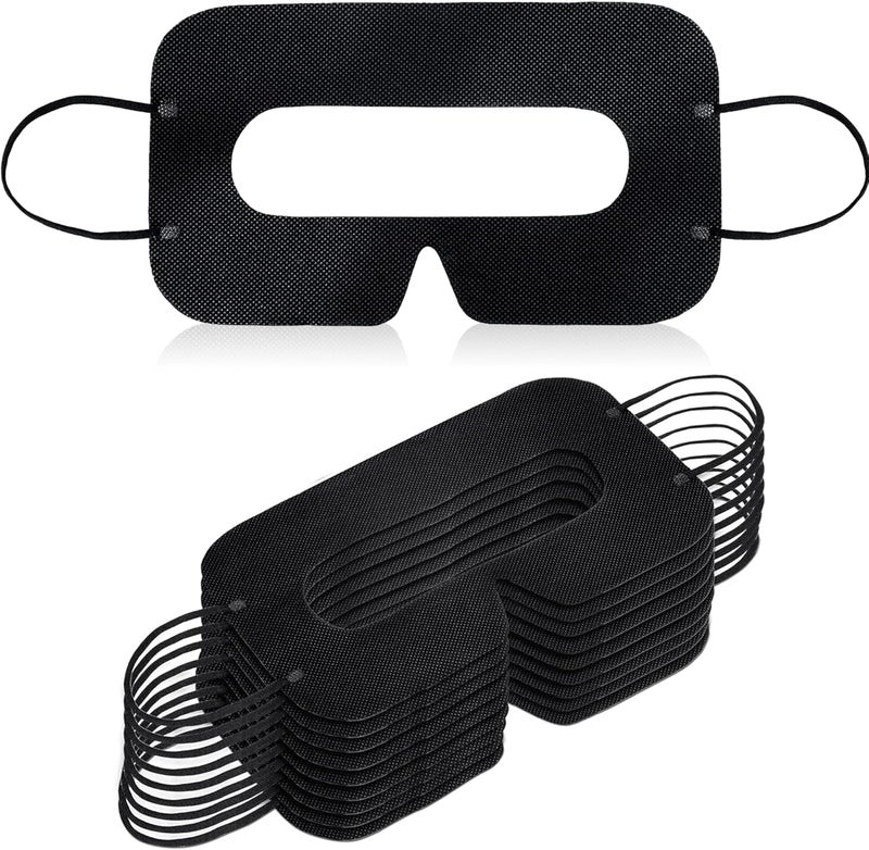 ByteX 200 Pcs Disposable VR Face Mask Breathable Cover Eye Mask for VR Nonwoven Fabric Sanitary VR Mask, VR Eye Cover Pad - Comfortable, Protective, Sweat-Absorbent Face Covers (Black) - Image 1